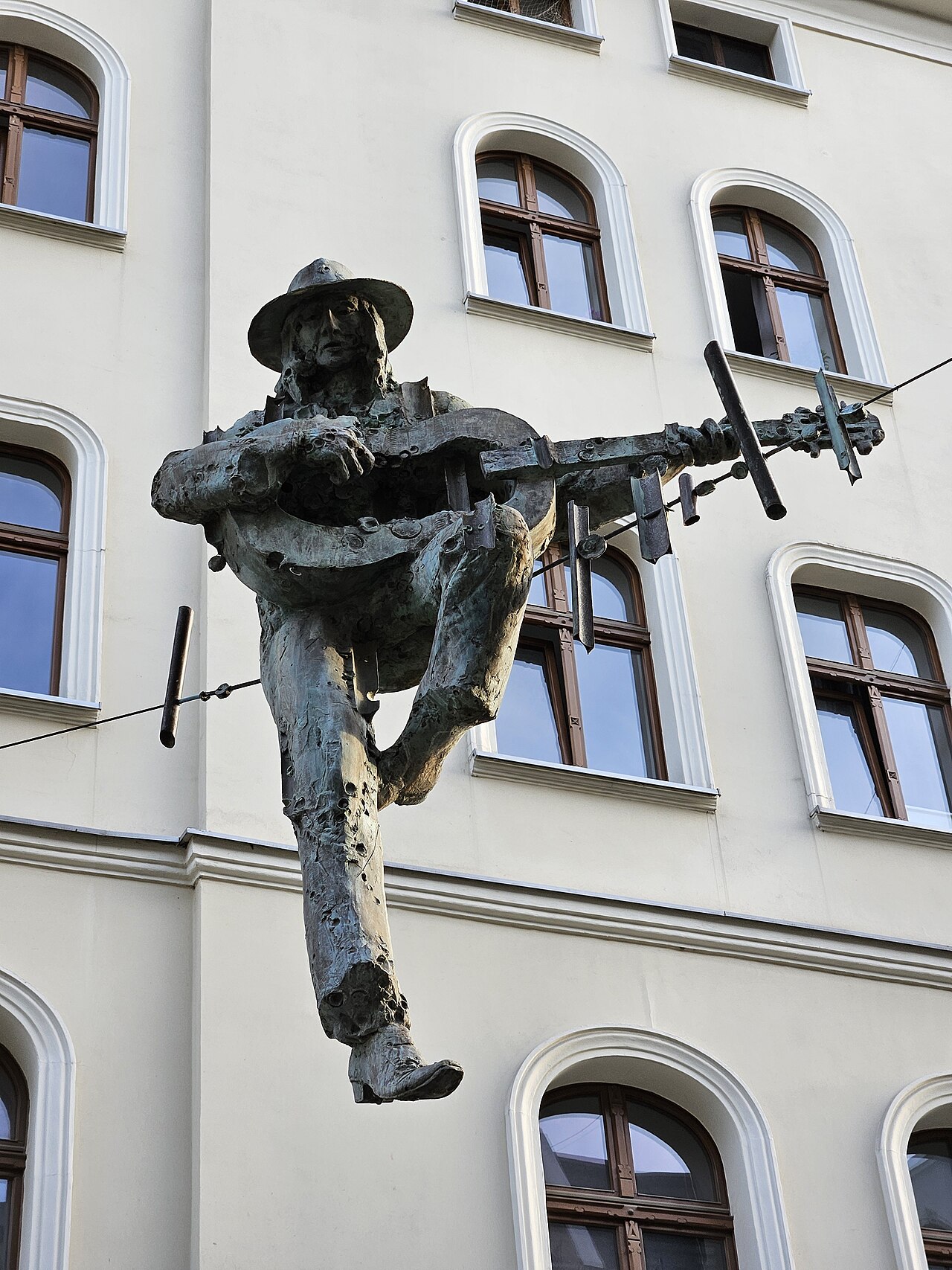 Statue of man playing guitar, Katowice