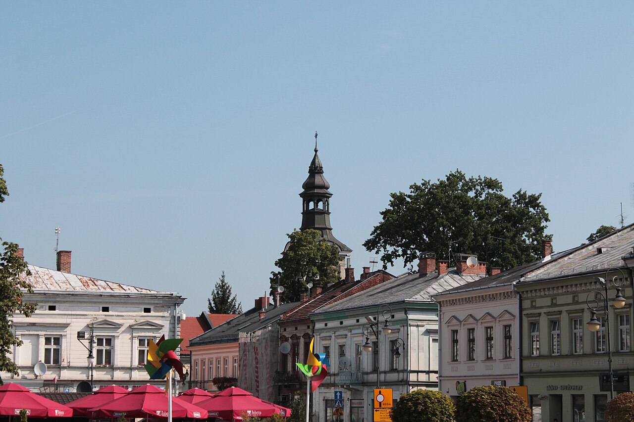 Market square of Nowy Sącz cityscape